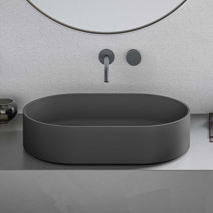 Ruvati 23-inch Matte Black epiStone Solid Surface Modern Bathroom Vessel Sink