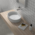 Ruvati 19 x 14 inch Fluted Vessel Bathroom Sink epiStone Solid Surface Modern Oval Matte White