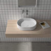 Ruvati 19 x 14 inch Fluted Vessel Bathroom Sink epiStone Solid Surface Modern Oval Matte White