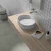 Ruvati 19 x 14 inch Fluted Vessel Bathroom Sink epiStone Solid Surface Modern Oval Matte White