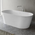 Ruvati 67-inch White epiStone Solid Surface Oval Freestanding Bath Tub Omnia Matte