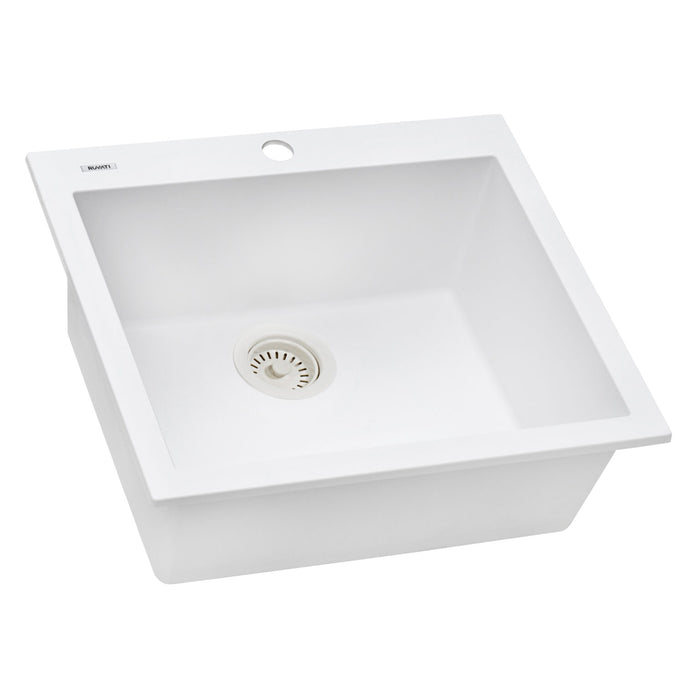 23 x 20 inch epiGranite Drop-in Topmount Granite Composite Single Bowl Kitchen Sink - Arctic White - RVG1023WH