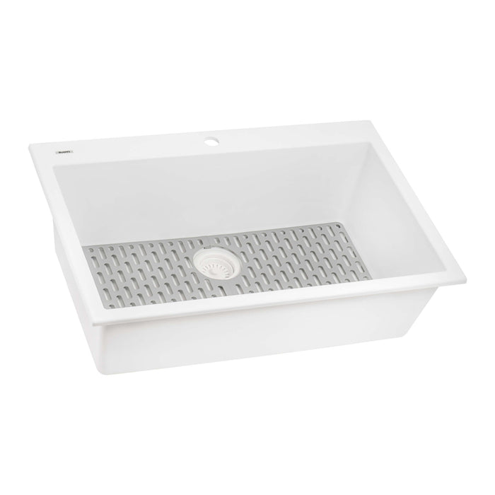 Ruvati 27 x 20 inch Drop-in Topmount Granite Composite Single Bowl Kitchen Sink – Arctic White