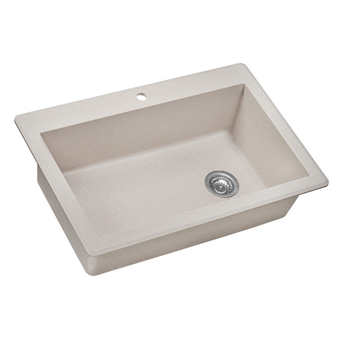 33 x 22 inch epiGranite Drop-in Topmount Granite Composite Single Bowl Kitchen Sink - Caribbean Sand