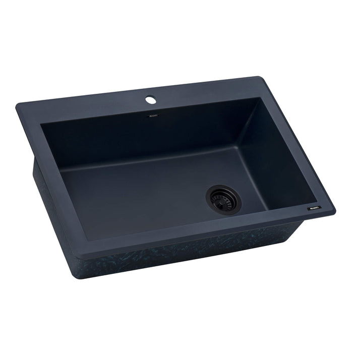 Ruvati 33 x 22 inch Granite Composite Drop-in Topmount Single Bowl Kitchen Sink - Catalina Blue