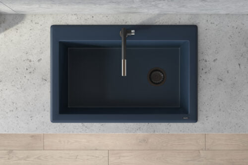 Ruvati 33 x 22 inch Granite Composite Drop-in Topmount Single Bowl Kitchen Sink - Catalina Blue