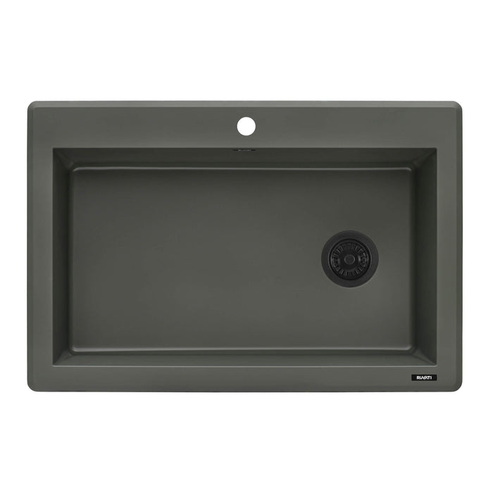 Ruvati 33 x 22 inch Granite Composite Drop-in Topmount Single Bowl Kitchen Sink - Juniper Green