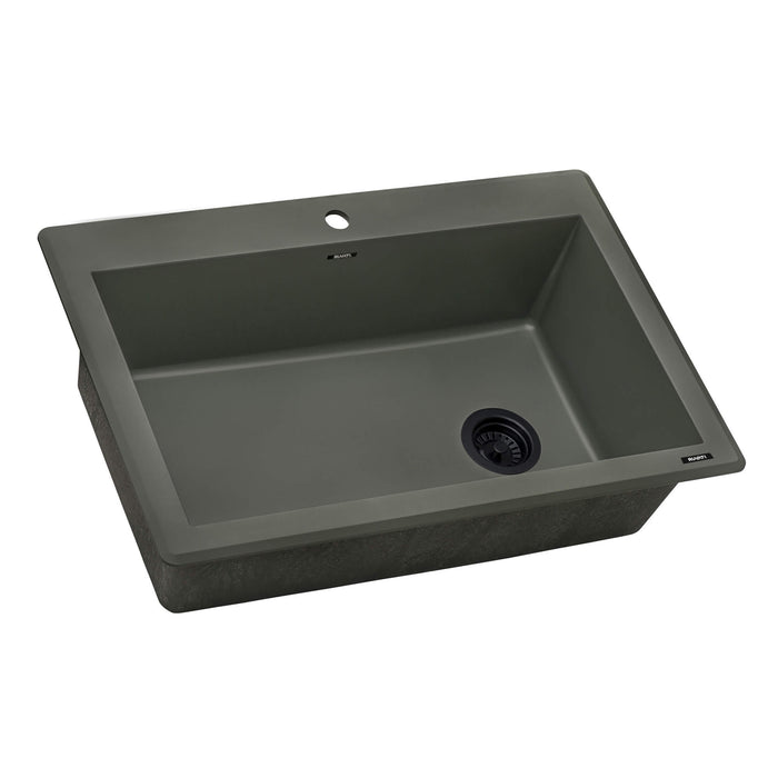 Ruvati 33 x 22 inch Granite Composite Drop-in Topmount Single Bowl Kitchen Sink - Juniper Green