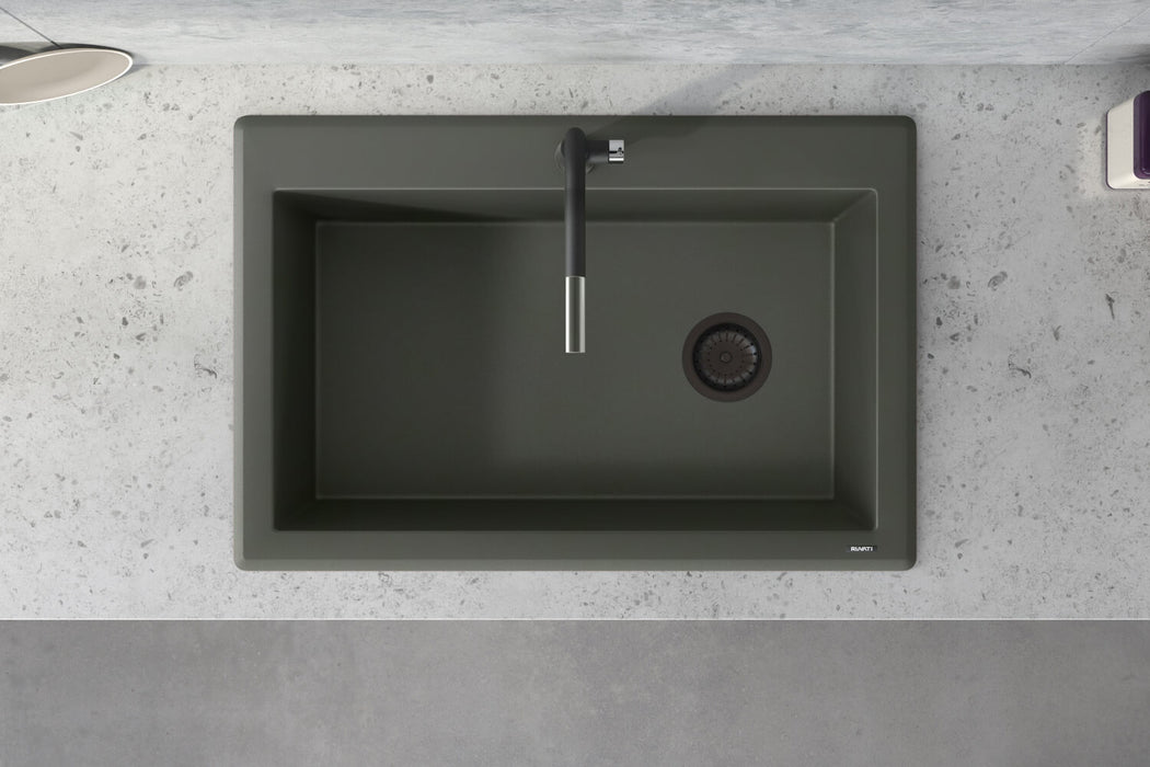 Ruvati 33 x 22 inch Granite Composite Drop-in Topmount Single Bowl Kitchen Sink - Juniper Green