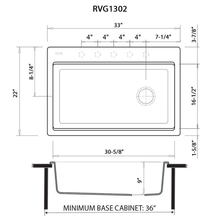 Ruvati 33-inch Granite Composite Workstation Drop-in Topmount Kitchen Sink Matte White