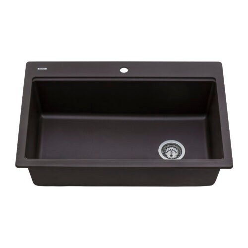 Ruvati 33-inch Granite Composite Workstation Drop-in Topmount Kitchen Sink Espresso Brown – RVG1302ES
