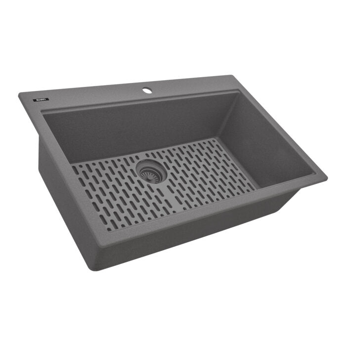 Ruvati 33-inch Granite Composite Workstation Drop-in Topmount Kitchen Sink Urban Gray