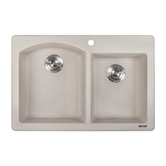 Ruvati 33 x 22 inch epiGranite Dual-Mount Granite Composite Double Bowl Kitchen Sink - Caribbean Sand