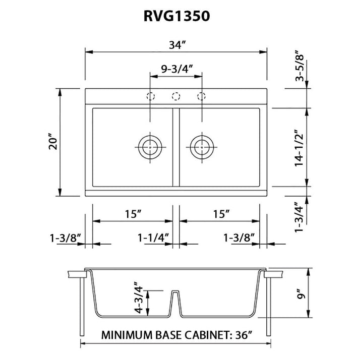 34 inch epiGranite Topmount Workstation Ledge Granite Composite Kitchen Sink - Arctic White