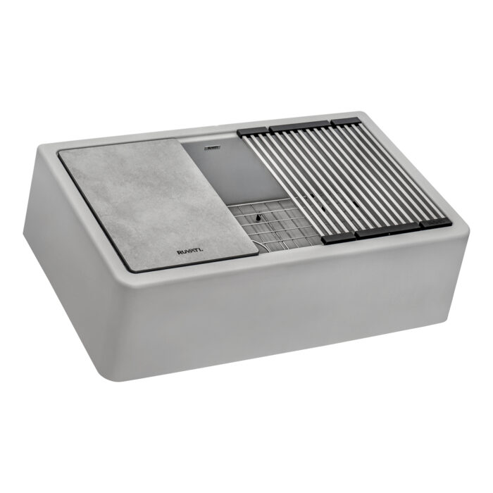 33-inch Matte Gray Granite Farmhouse Workstation Apron-front Composite Kitchen Sink