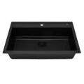 Ruvati 31-inch epiCube Granite Composite Workstation Matte Black Drop-in Topmount Kitchen Sink