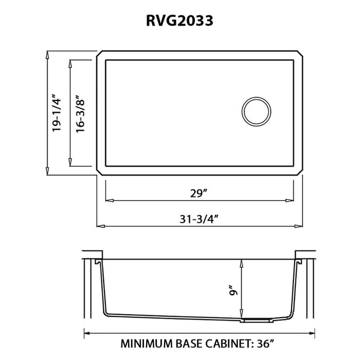 32 x 19 inch epiGranite Undermount Granite Composite Single Bowl Kitchen Sink - Arctic White