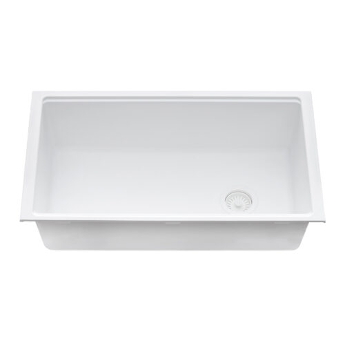Ruvati 33-inch Granite Composite Workstation Undermount Kitchen Sink Single Bowl White