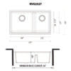 Ruvati 33-inch epiRock Workstation Warm White Double Bowl Undermount Kitchen Sink