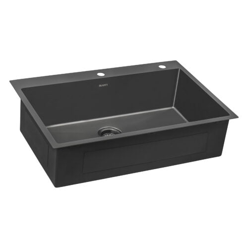 33 x 22 inch Gunmetal Black Stainless Steel Drop-in Topmount Kitchen Sink 16 Gauge Single Bowl