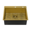 Ruvati 25 inch Polished Brass Matte Gold Drop-in Topmount Kitchen Sink Single Bowl