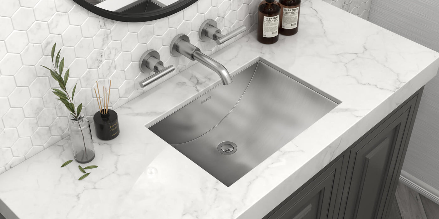 Ruvati 16 x 11 inch Brushed Stainless Steel Rectangular Bathroom Sink Undermount - RVH6107