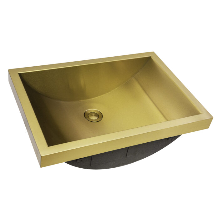 Ruvati 20 x 14 inch Semi-Recessed Drop-in Topmount Brushed Gold Polished Brass Rectangular Bathroom Sink