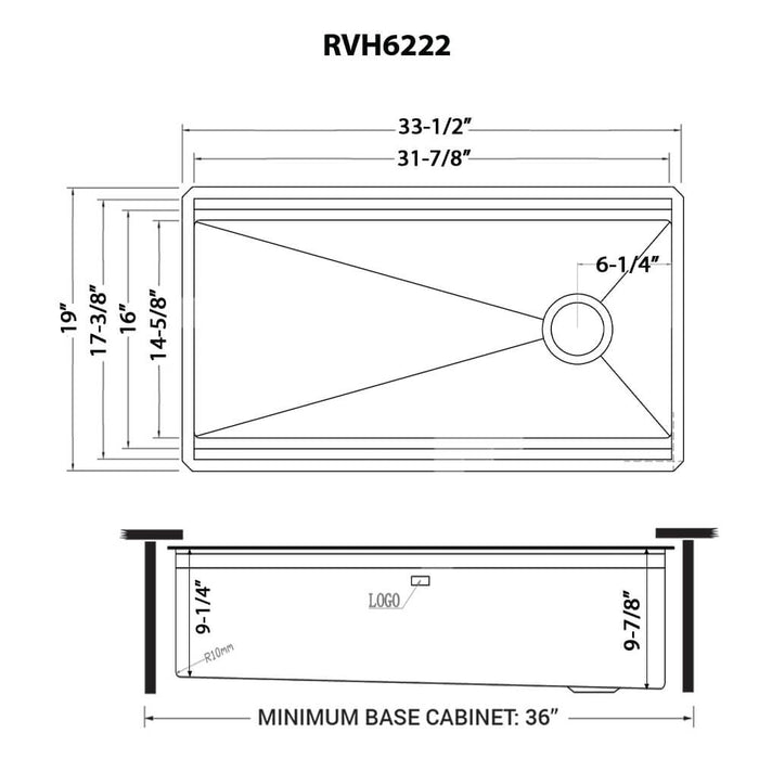 Ruvati 33-inch Workstation Two-Tiered Double Ledge Kitchen Sink Undermount 16 Gauge Stainless Steel - RVH6222ST