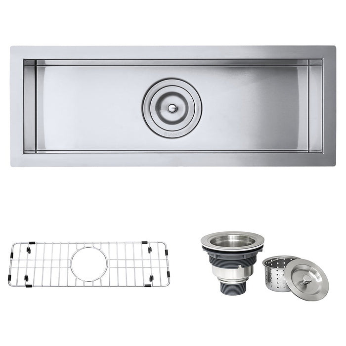 23" x 8" Bar Prep Sink Narrow Trough Undermount 16 Gauge Stainless Steel Single Bowl - RVH7120