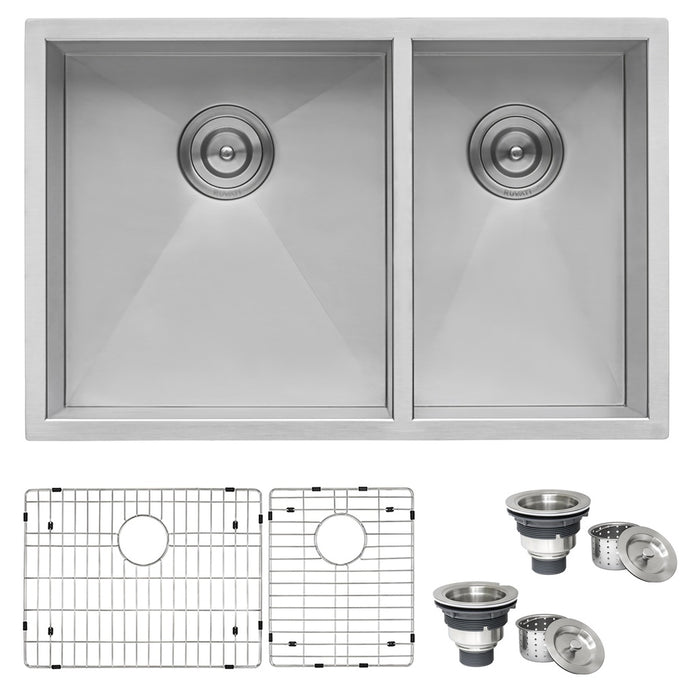 29-inch Undermount 60/40 Double Bowl Zero Radius 16 Gauge Stainless Steel Kitchen Sink