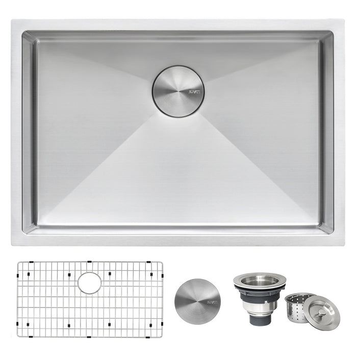 28-inch Undermount 16 Gauge Stainless Steel Kitchen Sink Rounded Corners Single Bowl