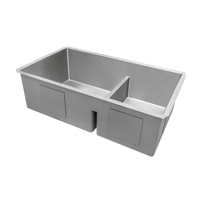 28-inch Low-Divide Undermount 60/40 Double Bowl Rounded Corners 16 Gauge Stainless Steel Kitchen Sink
