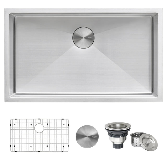 30-inch Undermount 16 Gauge Stainless Steel Rounded Corners Kitchen Sink Single Bowl