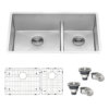 Ruvati 36-inch Low-Divide Undermount 60/40 Double Bowl 16 Gauge Stainless Steel Kitchen Sink