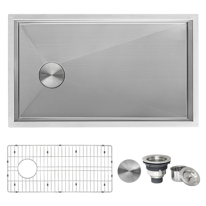 32-inch Slope Bottom Offset Drain Reversible Kitchen Sink Undermount 16 Gauge Stainless Steel