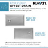 Ruvati 36-inch Slope Bottom Offset Drain Reversible Kitchen Sink Undermount 16 Gauge Stainless Steel