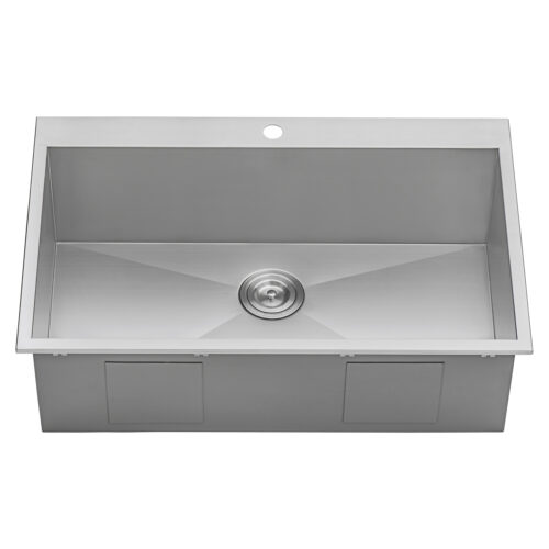 33 x 22 Drop-in Topmount 16 Gauge Zero Radius Stainless Steel Kitchen Sink Single Bowl - 1 hole