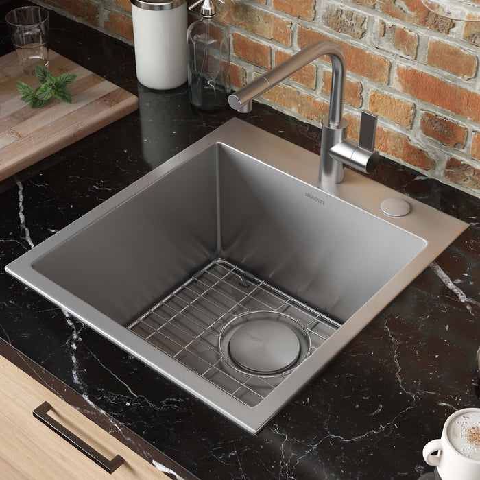 Ruvati 18 x 20 inch Drop-in Topmount Rounded 16 Gauge Stainless Steel Kitchen Sink Single Bowl
