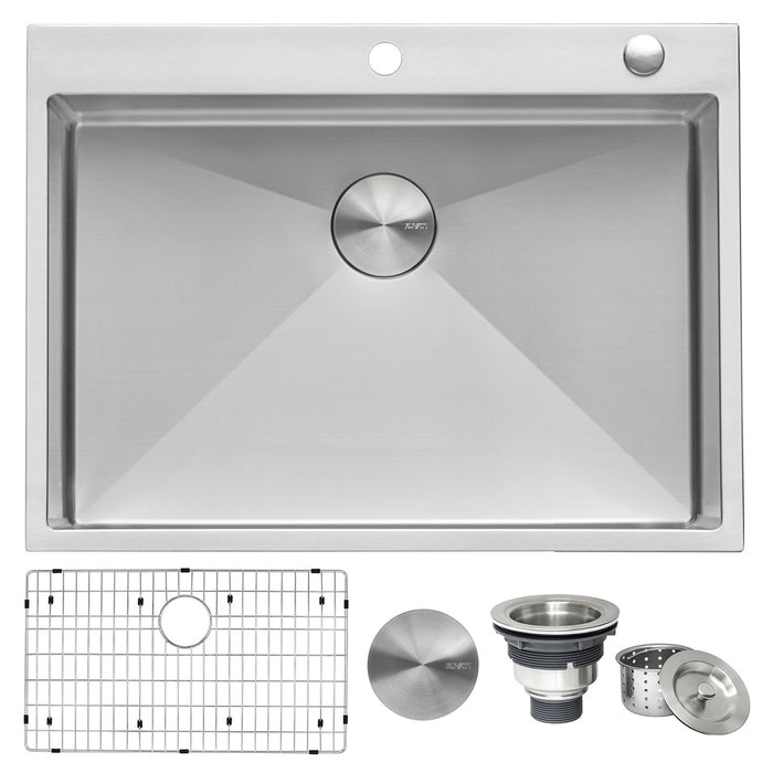 30 x 22 inch Drop-in Topmount 16 Gauge Stainless Steel Rounded Corners Kitchen Sink Single Bowl