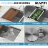 Ruvati 33 x 22 inch Workstation Drop-in 40/60 Double Bowl Topmount Rounded Corners Kitchen Sink