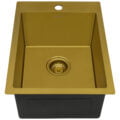 Ruvati 15 x 20 inch Polished Brass Matte Gold Stainless Steel Drop-in Topmount Bar Prep Sink Single Bowl