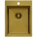 Ruvati 15 x 20 inch Polished Brass Matte Gold Stainless Steel Drop-in Topmount Bar Prep Sink Single Bowl
