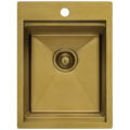Ruvati 15 x 20 inch Polished Brass Matte Gold Stainless Steel Workstation Wet Bar Sink Drop-in Topmount