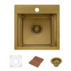 Ruvati 15 inch Polished Brass Matte Gold Stainless Steel Workstation Wet Bar Sink Drop-in Topmount