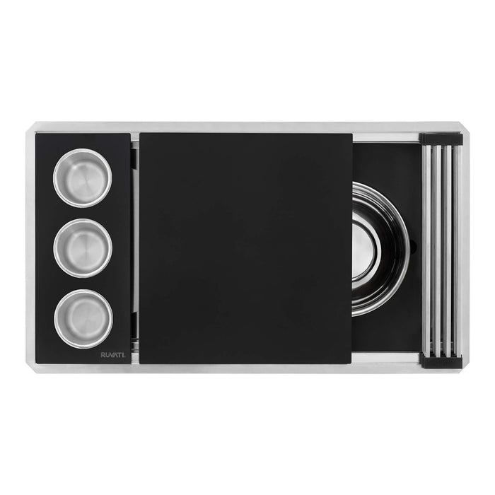 Ruvati 33-inch Workstation Two-Tiered Ledge Kitchen Sink Undermount 16 Gauge Stainless Steel