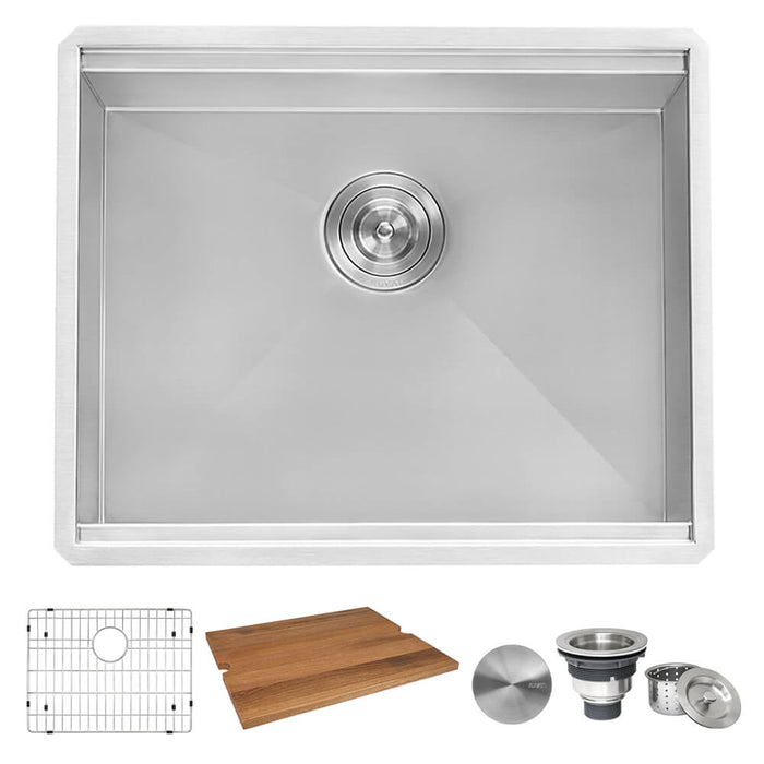 23" Workstation Ledge Bar Prep Kitchen Sink Undermount 16 Gauge Stainless Steel Single Bowl