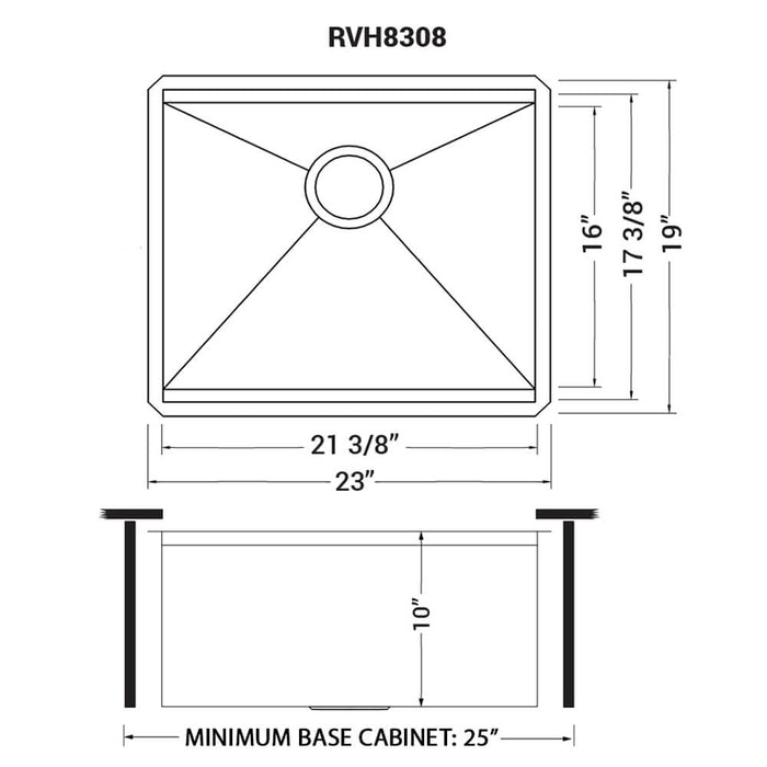 23" Workstation Ledge Bar Prep Kitchen Sink Undermount 16 Gauge Stainless Steel Single Bowl