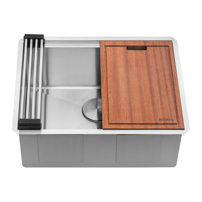 Ruvati 24-inch Workstation Rounded Corners Undermount Ledge Kitchen Sink with Accessories