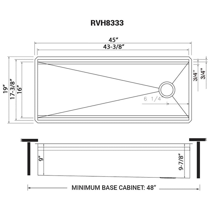 45-inch Workstation Two-Tiered Ledge Kitchen Sink Undermount 16 Gauge Stainless Steel