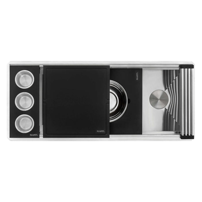 Ruvati 45-inch Workstation Two-Tiered Ledge Kitchen Sink Undermount 16 Gauge Stainless Steel